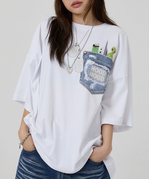 tシャツ 「UNISEX」HOODHOOD／フェイクポケットＴ レディース