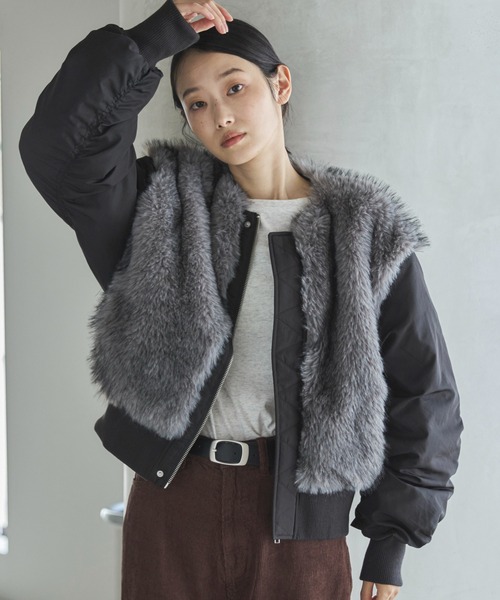 feepur ma1 ma-1 ミックスファードッキングMA-1 レディース : ZOZOTOWN