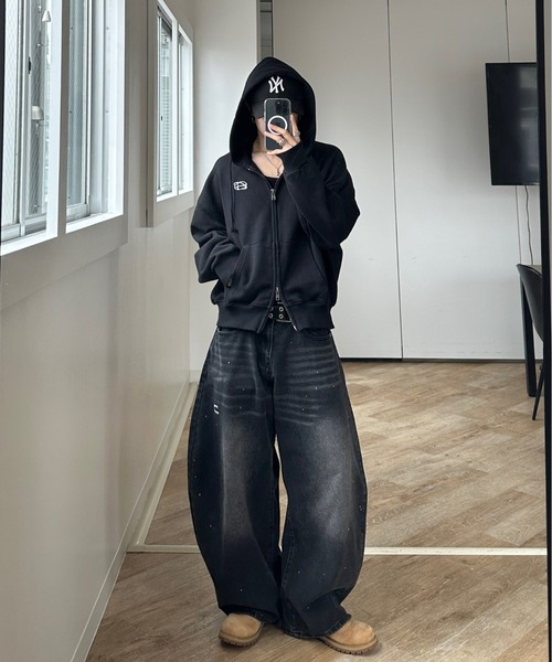 ADAMASTE パーカー Double Zip-Up Short Hoodie - ダブルジップ
