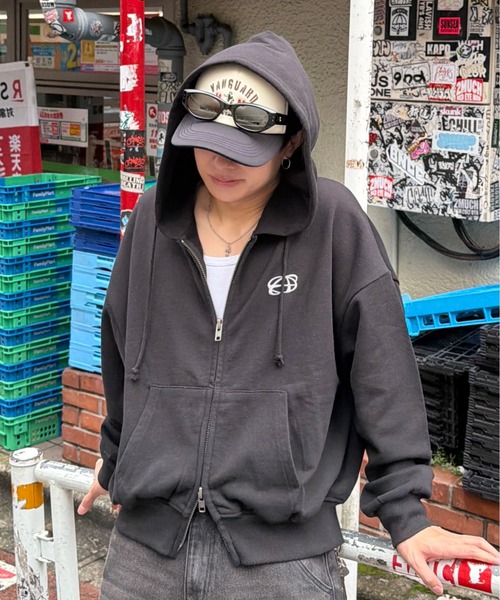 ADAMASTE ダブルジップショートフーディー【短丈】　Lサイズ ADAMASTE パーカー Double Zip-Up Short Hoodie - ダブルジップ