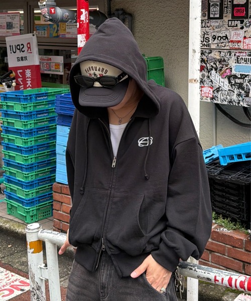 ADAMASTE パーカー Double Zip-Up Short Hoodie - ダブルジップ ADAMASTE パーカー Double Zip-Up Short Hoodie - ダブルジップ
