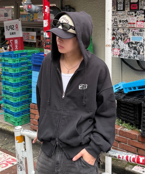 ADAMASTE パーカー Double Zip-Up Short Hoodie - ダブルジップ