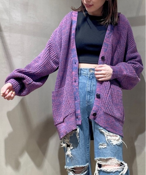 JEANASIS（ジーナシス） ニットカーディガン FREE パープル レディース
