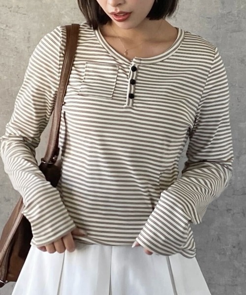 ヘンリーネック tシャツ 「新色追加」「四色展開」 ボーダーヘンリー