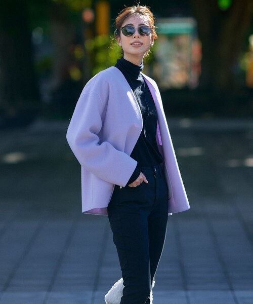 23区 ピンク ノーカラージャケット サイズ40 23区（ニジュウサンク） ノーカラージャケット 40 ピンク レディース