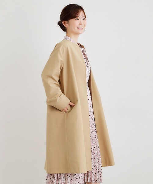 LAURA ASHLEY（ローラアシュレイ） ノーカラーコート コート 「袖裏柄