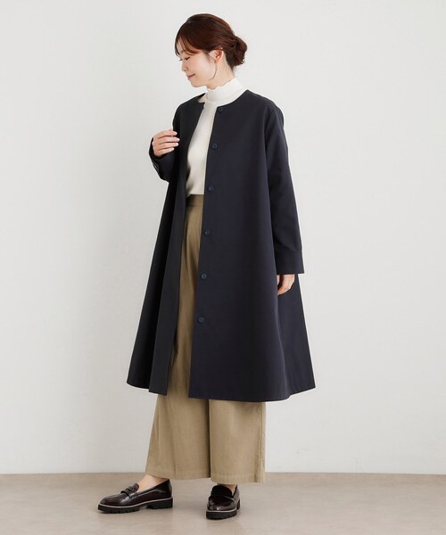 LAURA ASHLEY（ローラアシュレイ） ノーカラーコート コート 「袖裏柄