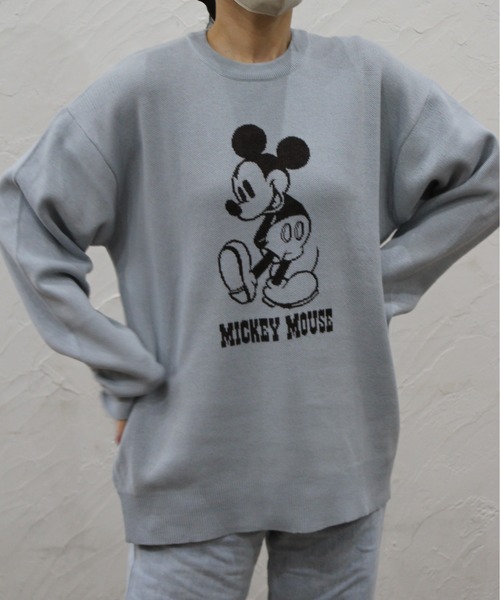 ご購入者様決定[Disney]ミッキー ニット 灰色 セーター 長袖 トップス LサイズOK MICKEY MOUSE（ミッキーマウス） ニット セーター 「DISNEY/ディズニー