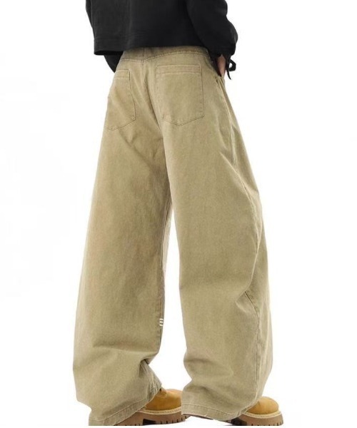 FreeZone カーゴパンツ ビッグシルエット英字プリントワイドパンツ