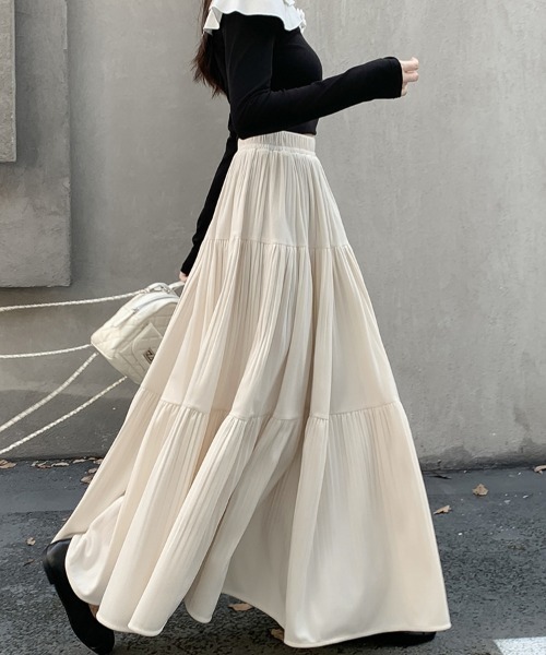 【未使用】ベロア生地レオタード　ホワイトスカート付き emi+ スカート ベロアティアードロングスカート : ZOZOTOWN Yahoo!店