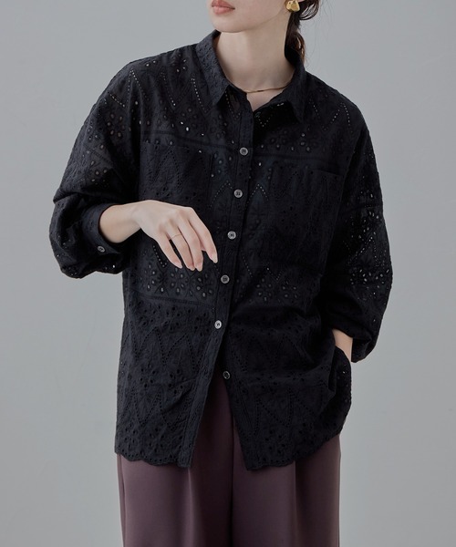 「etoll.」 長袖シャツ M ブラック レディース_画像3