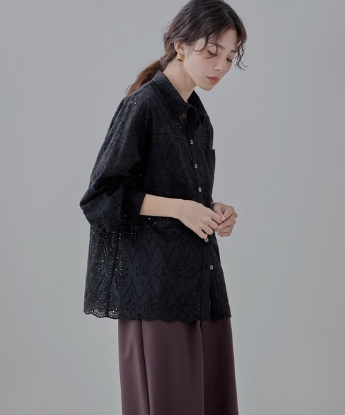 「etoll.」 長袖シャツ M ブラック レディース_画像4