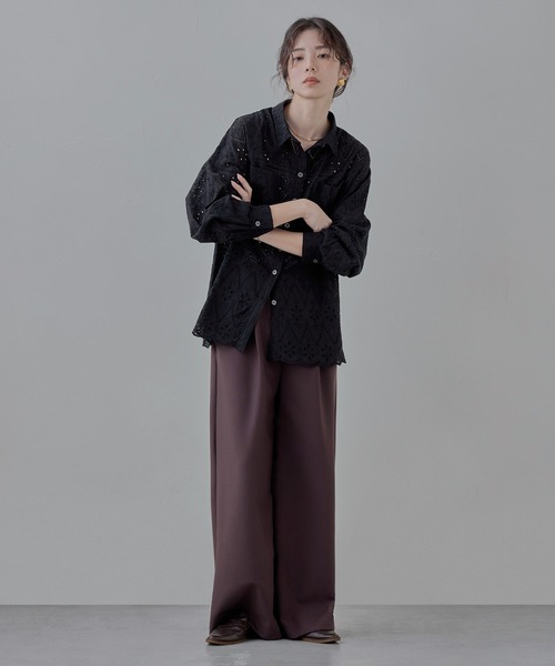 「etoll.」 長袖シャツ M ブラック レディース_画像8