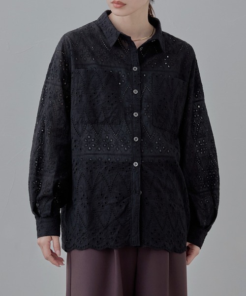 「etoll.」 長袖シャツ M ブラック レディース_画像9