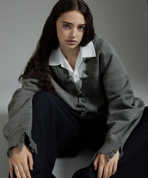 「cussil」 ニットカーディガン S オフホワイト メンズ_画像2