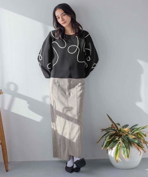 「LOWRYS FARM」 ニットカーディガン FREE ブラック レディース_画像3