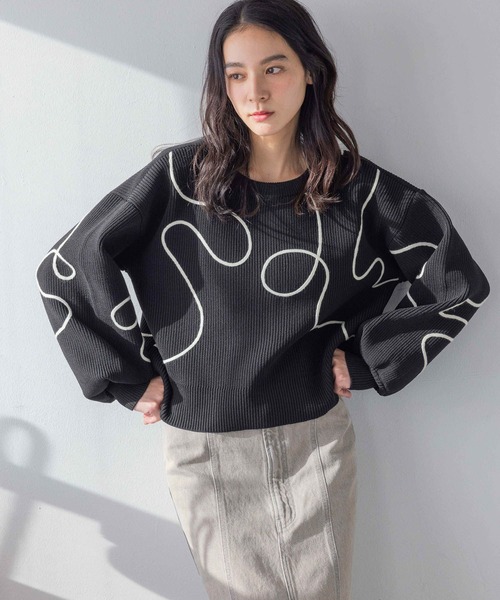 「LOWRYS FARM」 ニットカーディガン FREE ブラック レディース_画像5