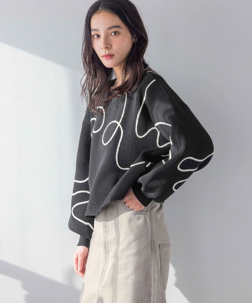 「LOWRYS FARM」 ニットカーディガン FREE ブラック レディース_画像6