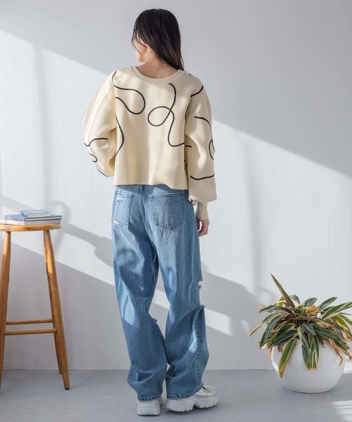 「LOWRYS FARM」 ニットカーディガン FREE ブラック レディース_画像9