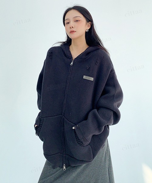 Dalfwin（ダールフィン） パーカー 韓国ファッション メタルタグ付き