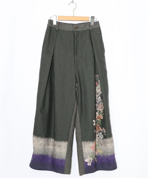 iS ScoLar（イズスカラー） パンツ 553270：花柄裾グラデラメツイード