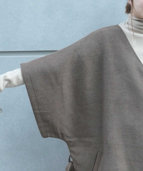 「CORNERS」 ノーカラーコート L ブラウン レディース_画像2