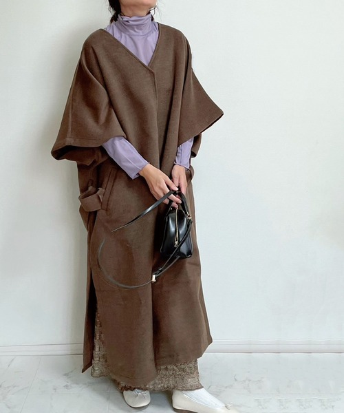 「CORNERS」 ノーカラーコート L ブラウン レディース_画像8