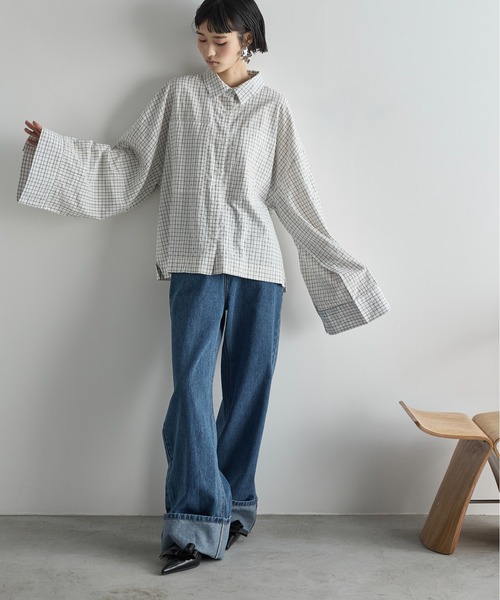 「THE YOn」 長袖シャツ FREE オフホワイト レディース_画像6