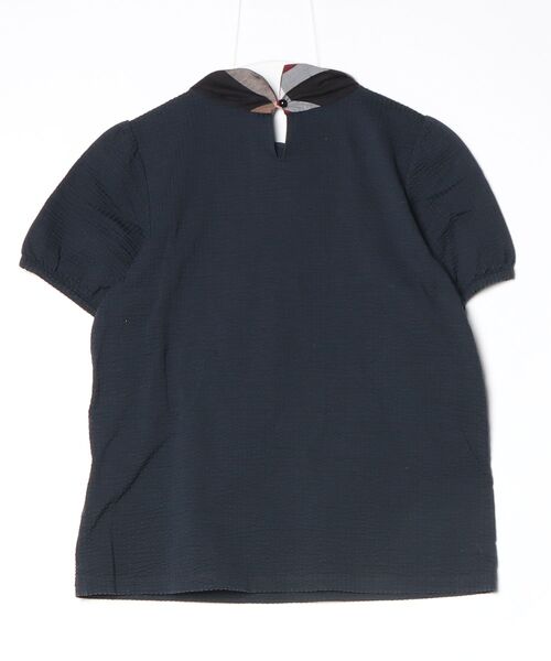 「BLUE LABEL CRESTBRIDGE」 リボン半袖カットソー 38 ネイビー レディース_画像2