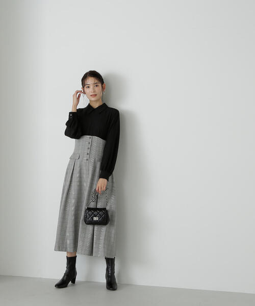 「NATURAL BEAUTY BASIC」 ドッキングワンピース SMALL ブラック系その他 レディース_画像3