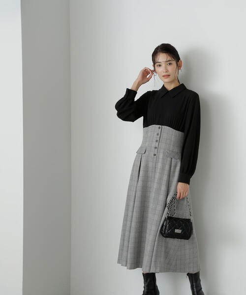 「NATURAL BEAUTY BASIC」 ドッキングワンピース SMALL ブラック系その他 レディース_画像6