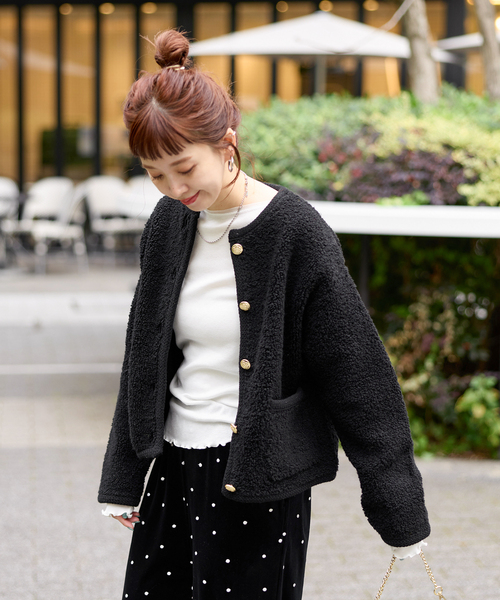ハイク 近年モデル カーディガン ニット 長袖 コットン 1 S 黒 ブラック BLACK BY MOUSSY | cotton knit cardigan (カーディガン ) |SHEL'TTER
