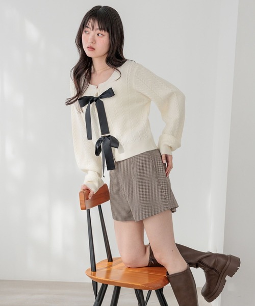 Heather（ヘザー） パンツ ベルト付きハイウエストタイトショート