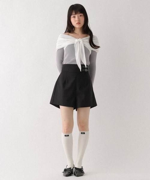 Heather（ヘザー） パンツ ベルト付きハイウエストタイトショート