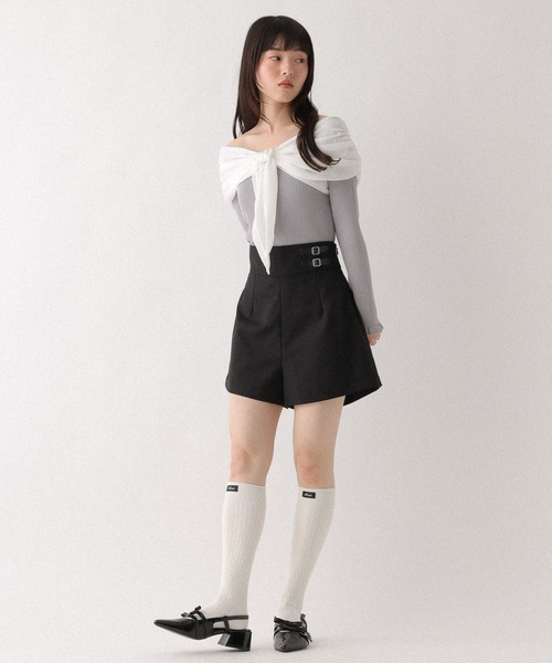 Heather（ヘザー） パンツ ベルト付きハイウエストタイトショート