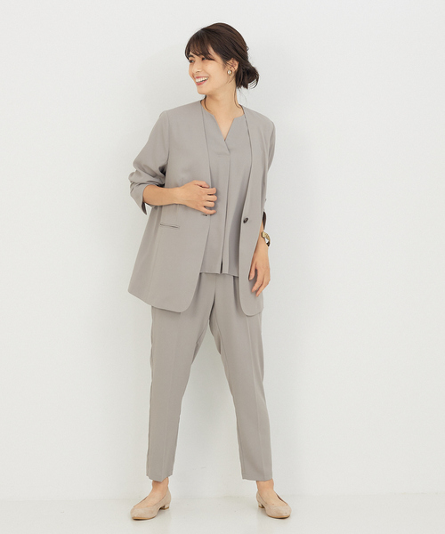 「abahouse mavie」 ノーカラージャケット フリー グレイッシュベージュ レディース_画像3