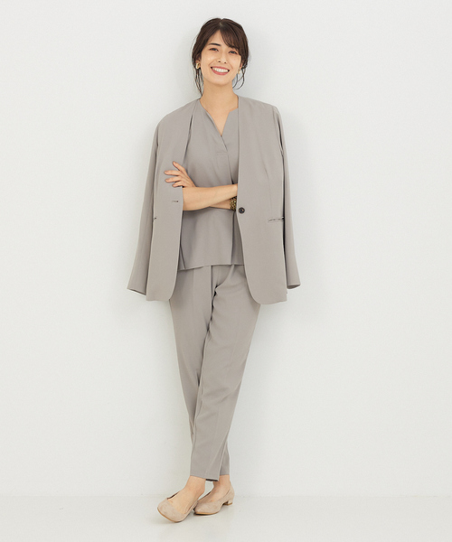 「abahouse mavie」 ノーカラージャケット フリー グレイッシュベージュ レディース_画像5