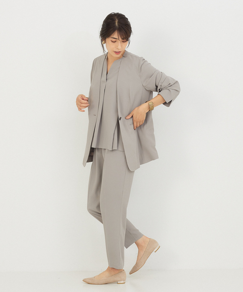 「abahouse mavie」 ノーカラージャケット フリー グレイッシュベージュ レディース_画像7