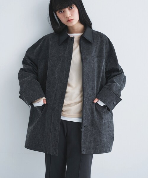 ステンカラーコート コート pigment denim coverall レディースの画像