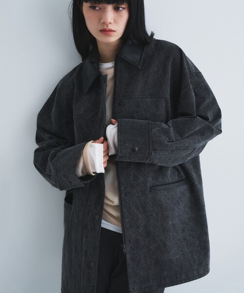 ステンカラーコート コート pigment denim coverall レディースの画像