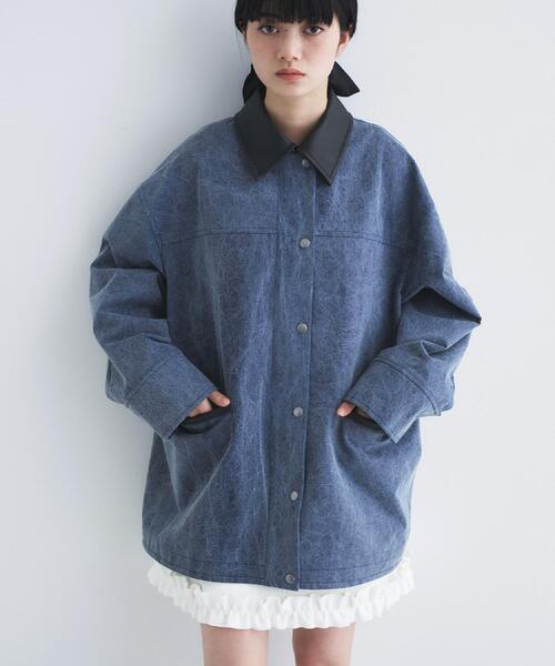 ステンカラーコート コート pigment denim coverall レディースの画像