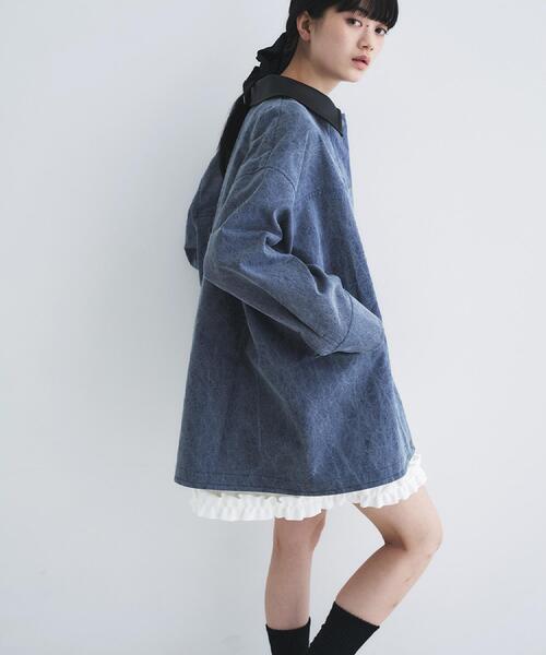 ステンカラーコート コート pigment denim coverall レディースの画像