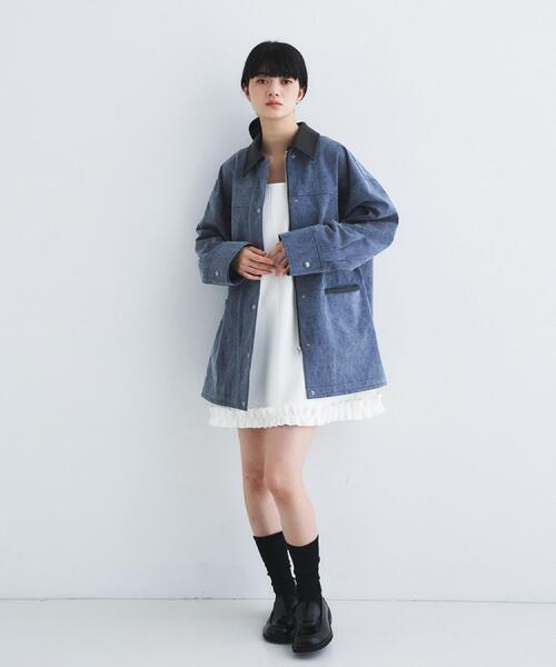 ステンカラーコート コート pigment denim coverall レディースの画像