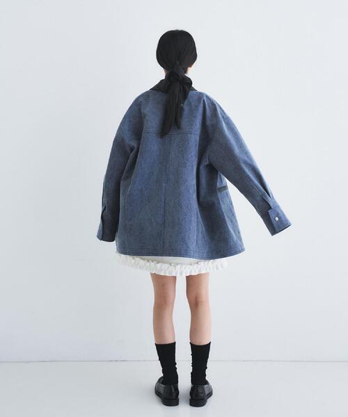 ステンカラーコート コート pigment denim coverall レディースの画像