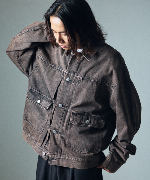 メンズ＊FREAKSデニムジャケット＊M FREAK'S STORE（フリークスストア） デニムジャケット MEDIUM ブラウン