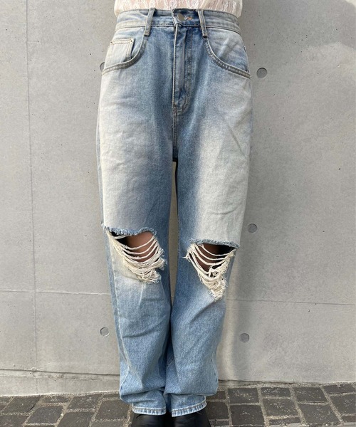 「ENVYM」 デニムパンツ SMALL ブルー レディース_画像5