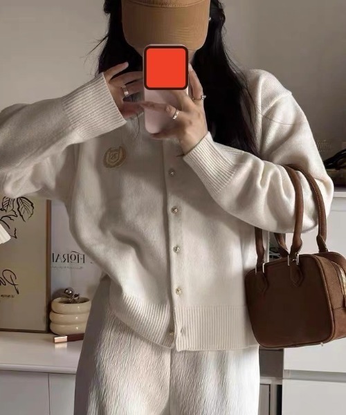「Achic」 ニットカーディガン M グレー レディース_画像4