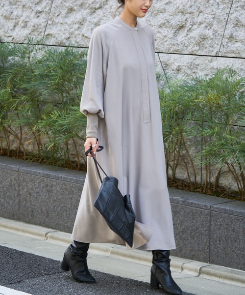 「Audrey and John Wad」 長袖ワンピース FREE ライトカーキ レディース_画像7