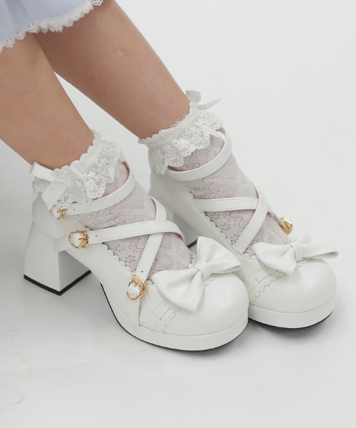 Chalmiere（シャルミエール） パンプス 梯子レーススカラップパンプス