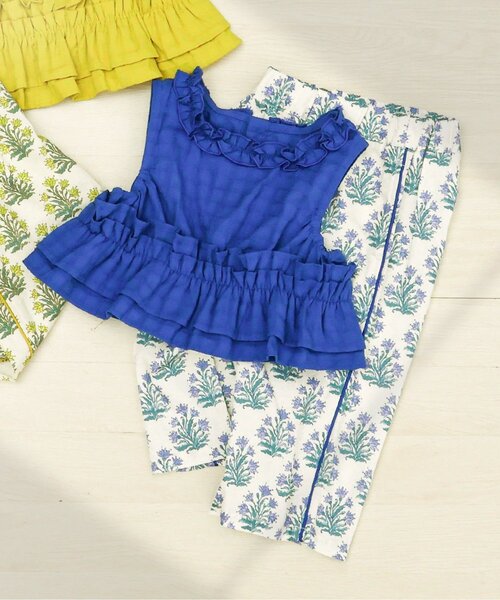 セットアップ フリルトップス・ラインパンツセットアップ＿アプレレクールマシェリ キッズ 子供服 女の子の画像